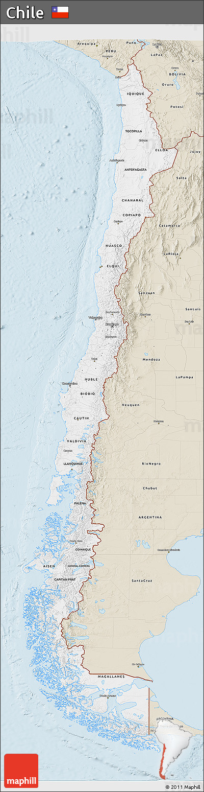 Classic Style 3D Map of Chile