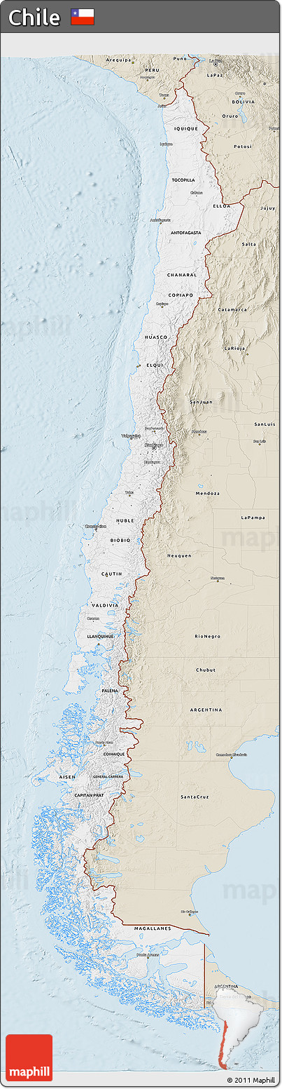 Classic Style 3D Map of Chile
