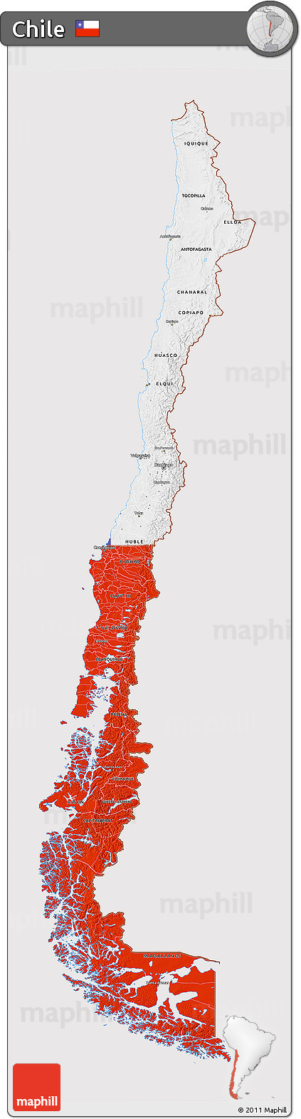 Flag 3D Map of Chile