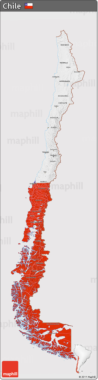 Flag 3D Map of Chile