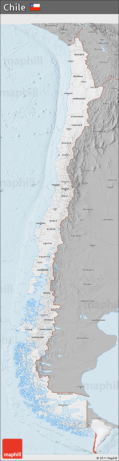 Gray 3D Map of Chile