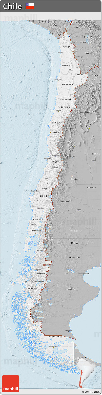 Gray 3D Map of Chile