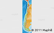 Physical 3D Map of Chile, political shades outside
