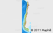 Physical 3D Map of Chile, single color outside, bathymetry sea
