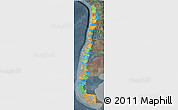 Political 3D Map of Chile, darken, semi-desaturated