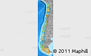 Political 3D Map of Chile, desaturated, land only