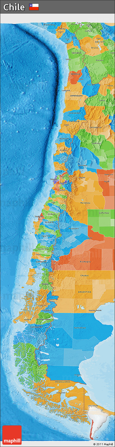 Political 3D Map of Chile