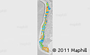 Political 3D Map of Chile, lighten, desaturated