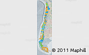 Political 3D Map of Chile, lighten, semi-desaturated