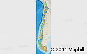 Political 3D Map of Chile, shaded relief outside