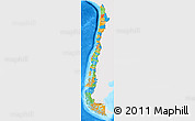 Political 3D Map of Chile, single color outside, bathymetry sea