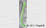 Political Shades 3D Map of Chile, desaturated