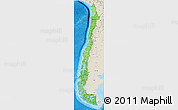 Political Shades 3D Map of Chile, shaded relief outside, bathymetry sea