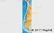 Satellite 3D Map of Chile, political shades outside