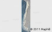 Shaded Relief 3D Map of Chile, darken, semi-desaturated