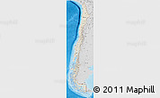 Shaded Relief 3D Map of Chile, desaturated, land only