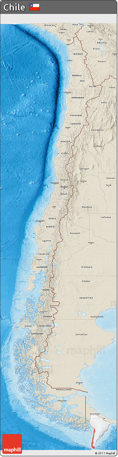 Shaded Relief 3D Map of Chile