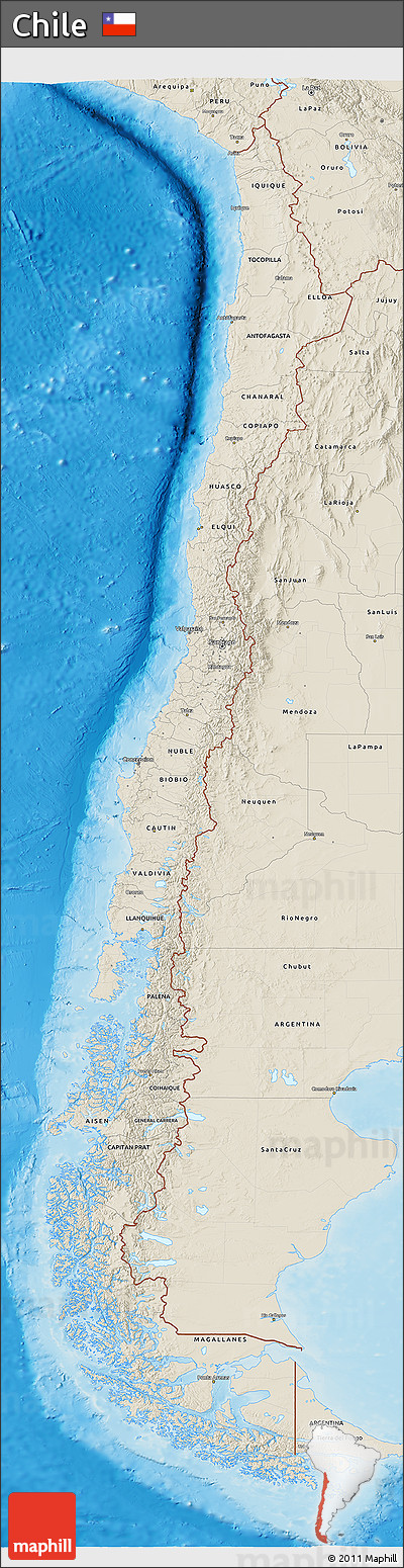 Shaded Relief 3D Map of Chile