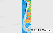 Shaded Relief 3D Map of Chile, political outside