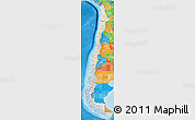 Shaded Relief 3D Map of Chile, political outside, shaded relief sea