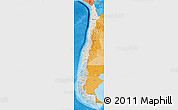 Shaded Relief 3D Map of Chile, political shades outside