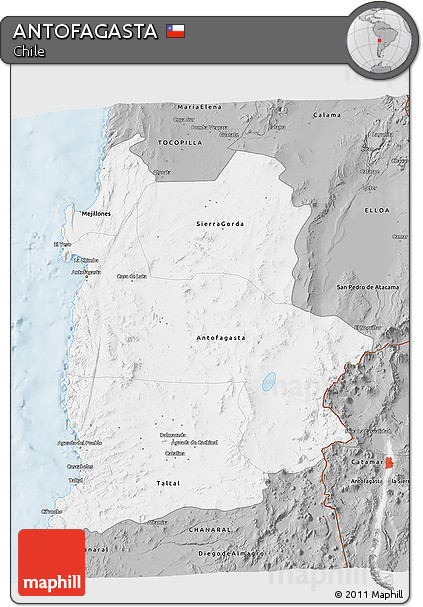 Gray 3D Map of ANTOFAGASTA