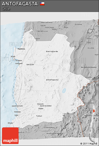 Gray 3D Map of ANTOFAGASTA