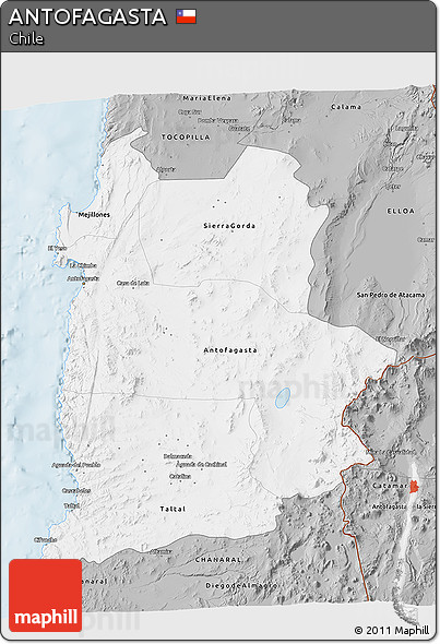 Gray 3D Map of ANTOFAGASTA