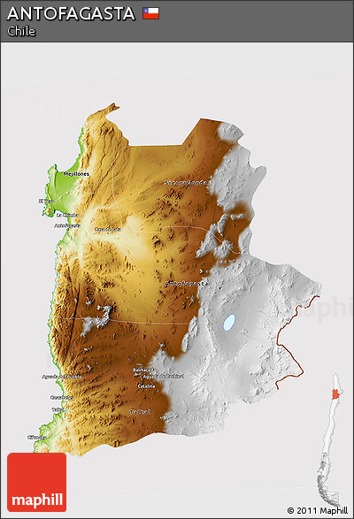 Physical 3D Map of ANTOFAGASTA, cropped outside