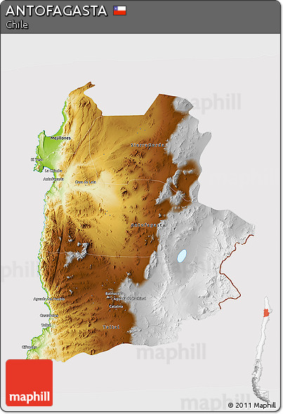 Physical 3D Map of ANTOFAGASTA, cropped outside