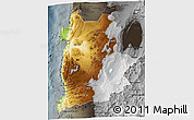 Physical 3D Map of ANTOFAGASTA, darken, semi-desaturated