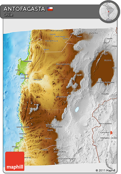 Physical 3D Map of ANTOFAGASTA