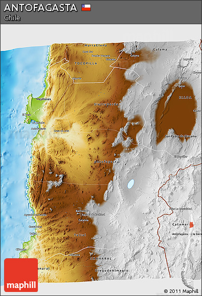 Physical 3D Map of ANTOFAGASTA
