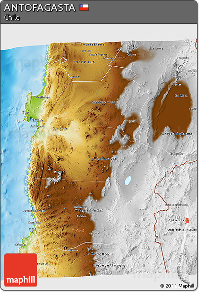 Physical 3D Map of ANTOFAGASTA