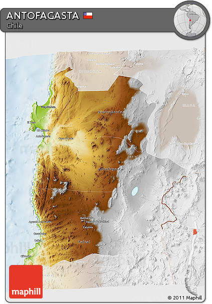 Physical 3D Map of ANTOFAGASTA, lighten