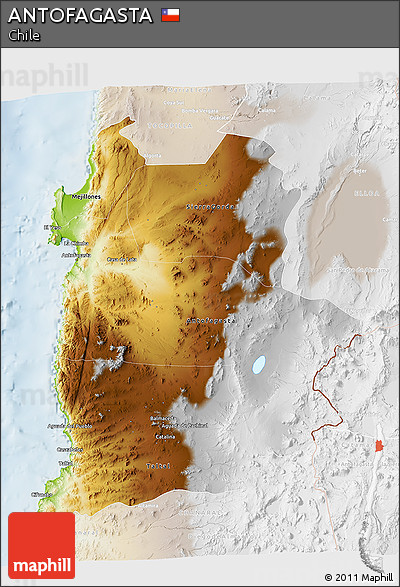 Physical 3D Map of ANTOFAGASTA, lighten