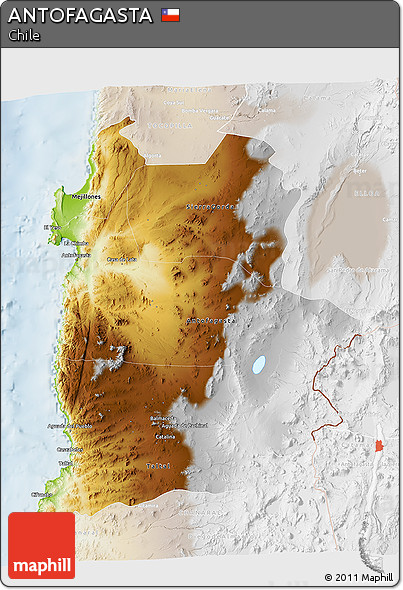 Physical 3D Map of ANTOFAGASTA, lighten