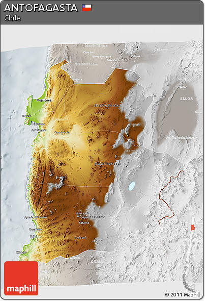 Physical 3D Map of ANTOFAGASTA, lighten, semi-desaturated