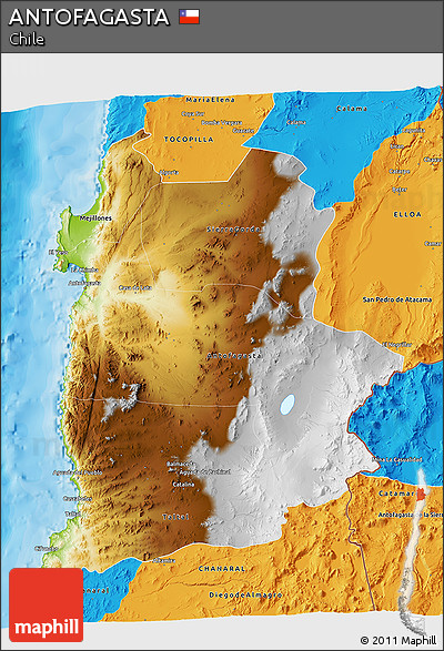 Physical 3D Map of ANTOFAGASTA, political outside