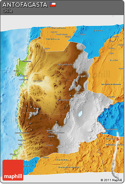 Physical 3D Map of ANTOFAGASTA, political outside