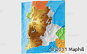 Physical 3D Map of ANTOFAGASTA, political shades outside