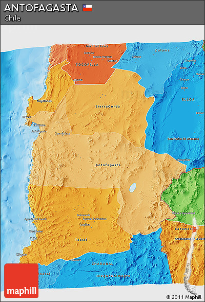 Political Shades 3D Map of ANTOFAGASTA