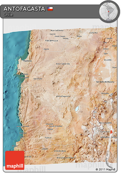 Satellite 3D Map of ANTOFAGASTA