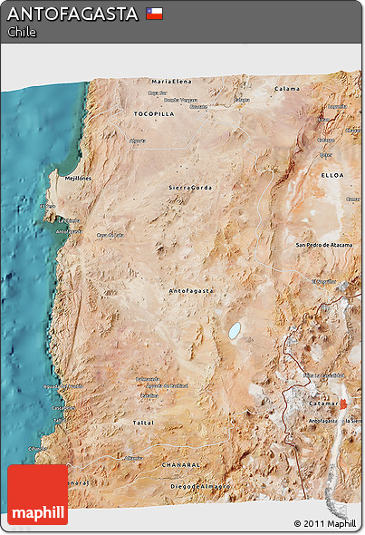 Satellite 3D Map of ANTOFAGASTA