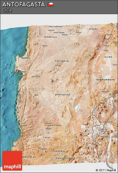 Satellite 3D Map of ANTOFAGASTA