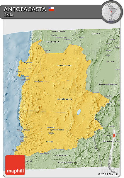 Savanna Style 3D Map of ANTOFAGASTA
