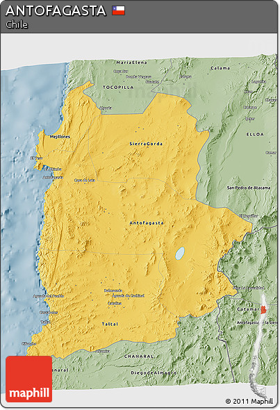 Savanna Style 3D Map of ANTOFAGASTA