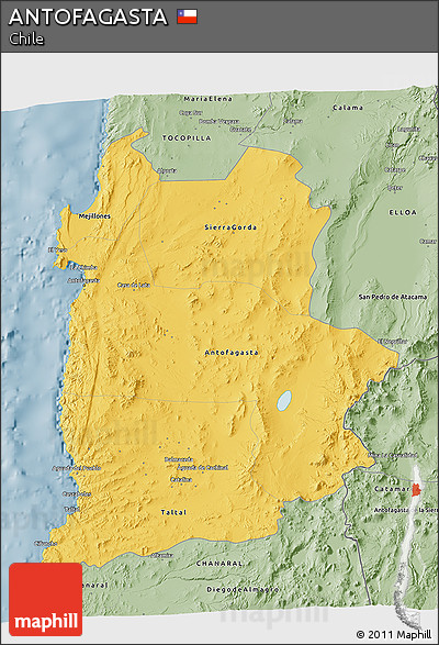 Savanna Style 3D Map of ANTOFAGASTA