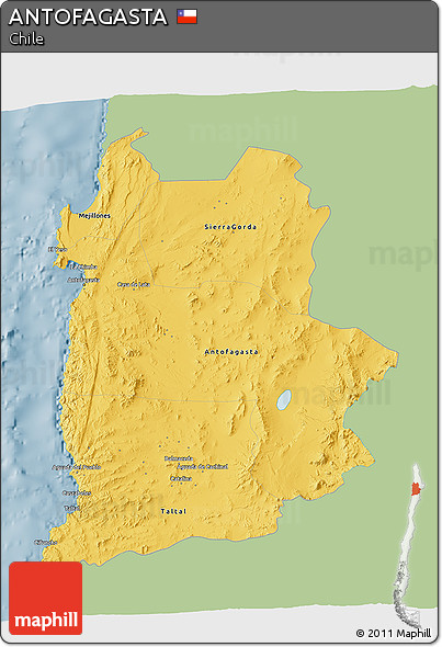 Savanna Style 3D Map of ANTOFAGASTA, single color outside