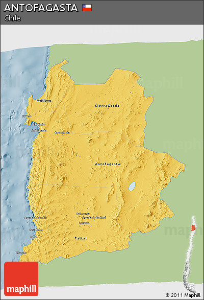 Savanna Style 3D Map of ANTOFAGASTA, single color outside